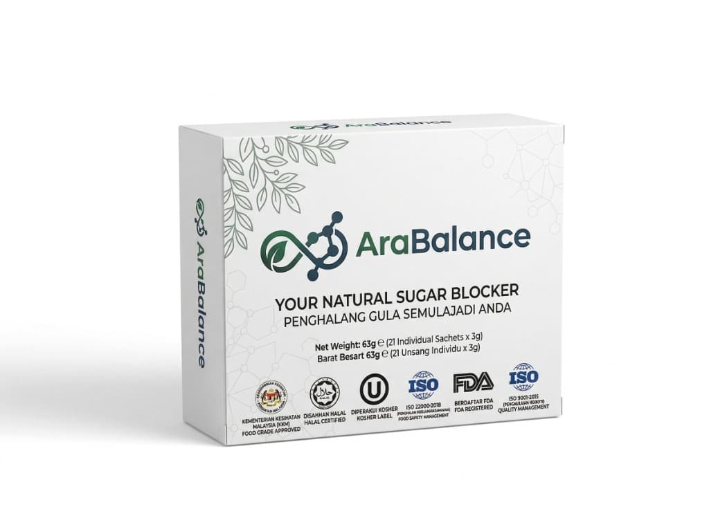 AraBalance product box — Your Natural Sugar Blocker, 21 sachets